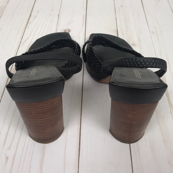 Stephane Kélian Black Strappy Block Heel Shoes - Picture 5 of 8